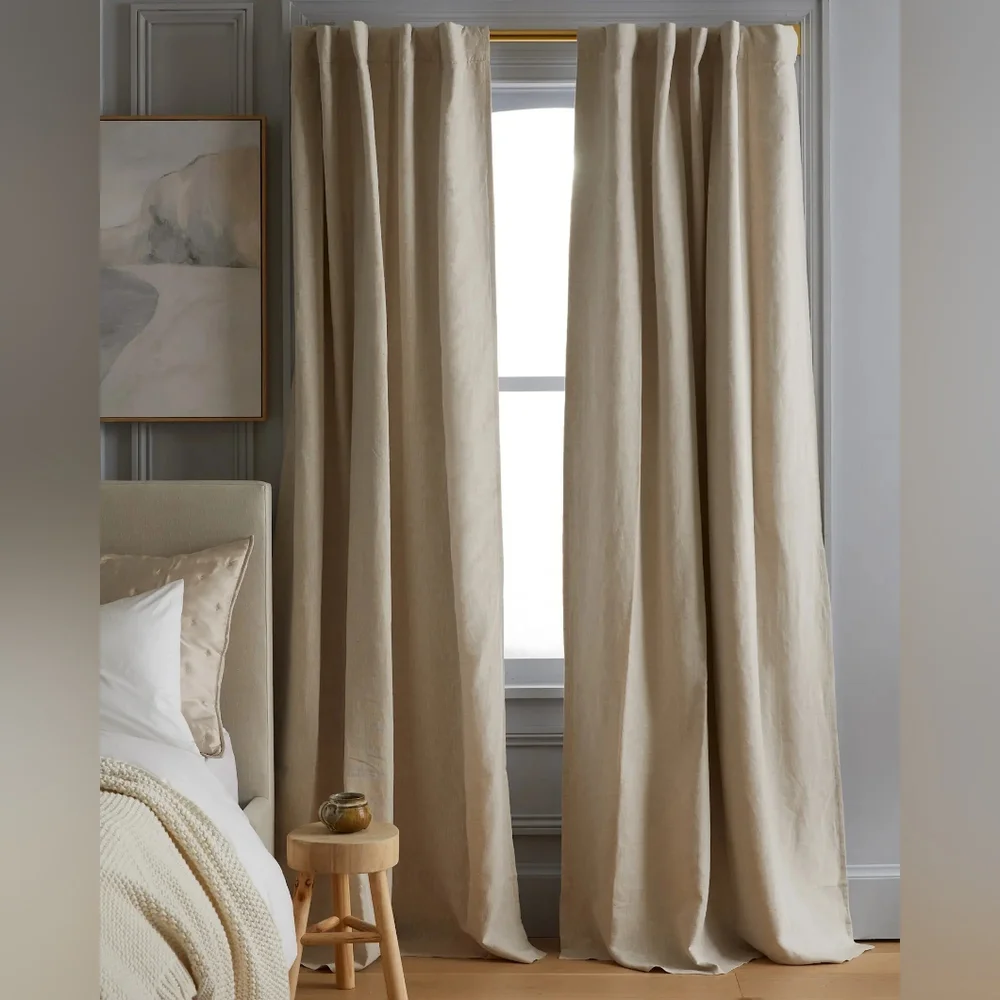 QUINCE European Linen Room Darkening Curtain Flax